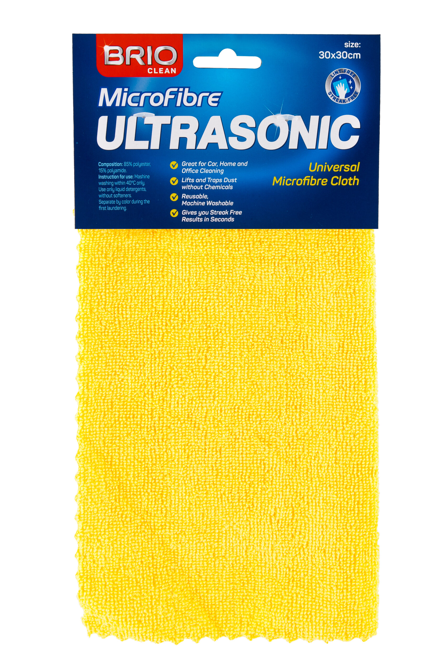 Laveta microfibra - Prosop universala Ultrasonic Galben - 30x30 cm, 230 gr/mp (200)