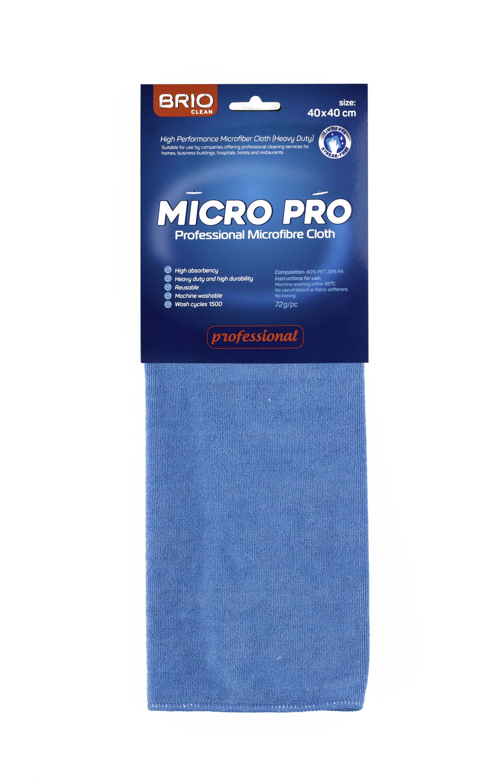 Laveta microfibra Brio Profesional 40x40 cm - Albastra (100)