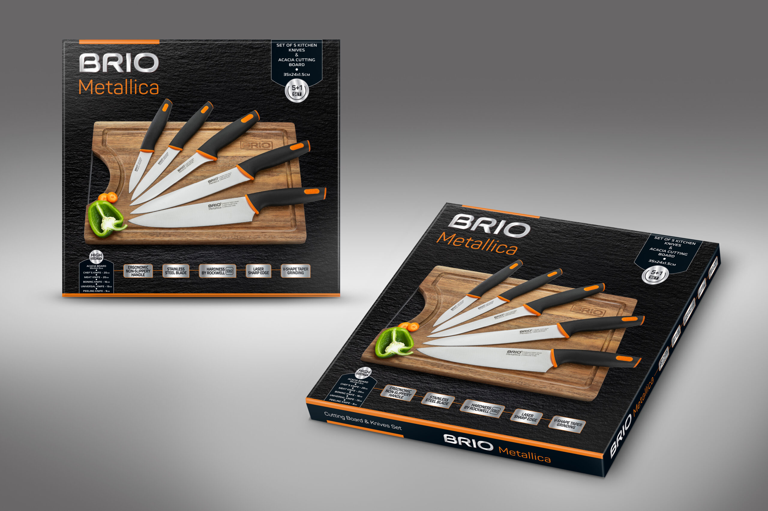 BRIO METALLICA - Set 5 cutite cu tocator salcam (8)