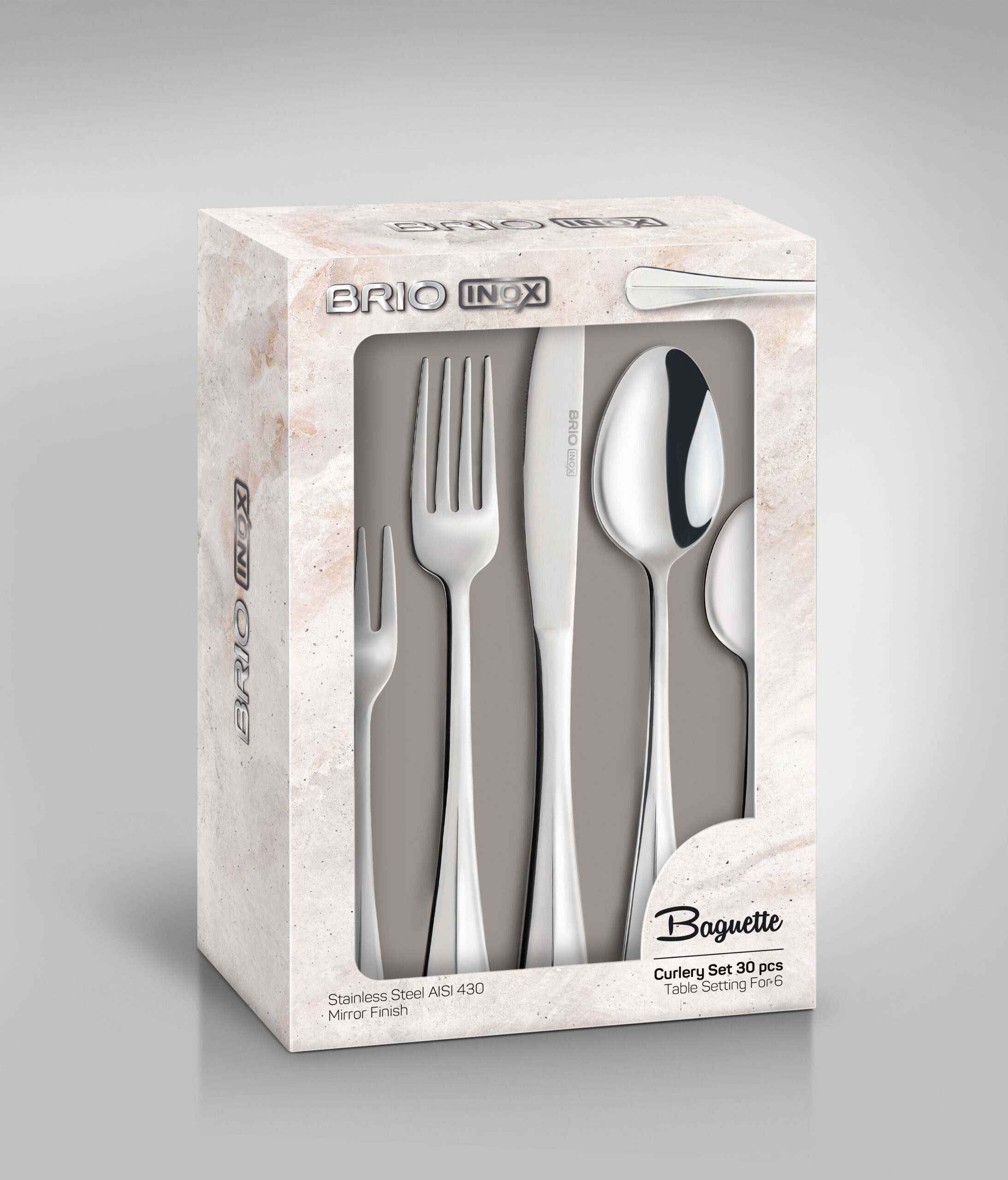 BRIO INOX - Set tacamuri 30 piese - Baguette (12) - imagine 8