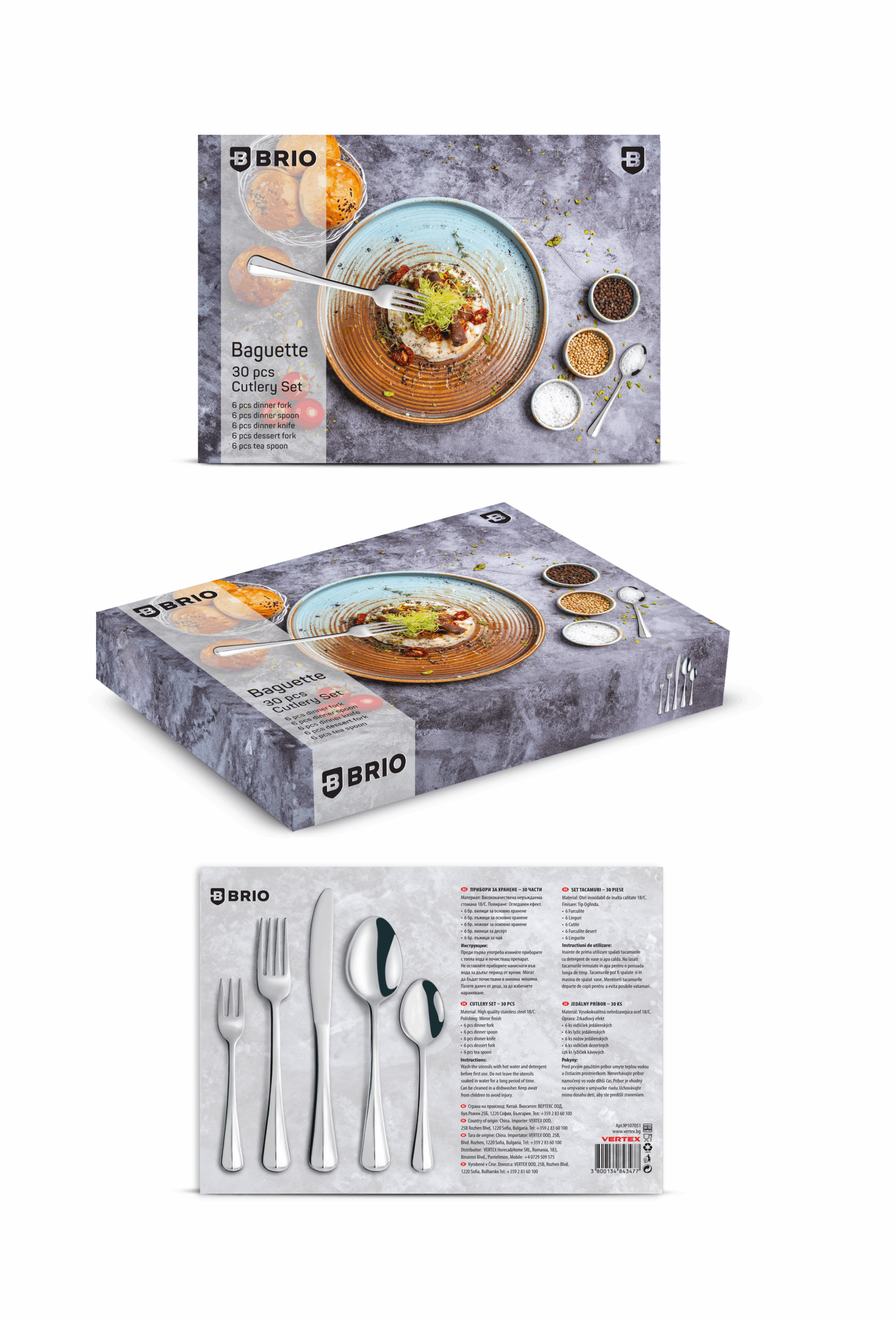 BRIO INOX - Set tacamuri 30 piese - Baguette (12) - imagine 4