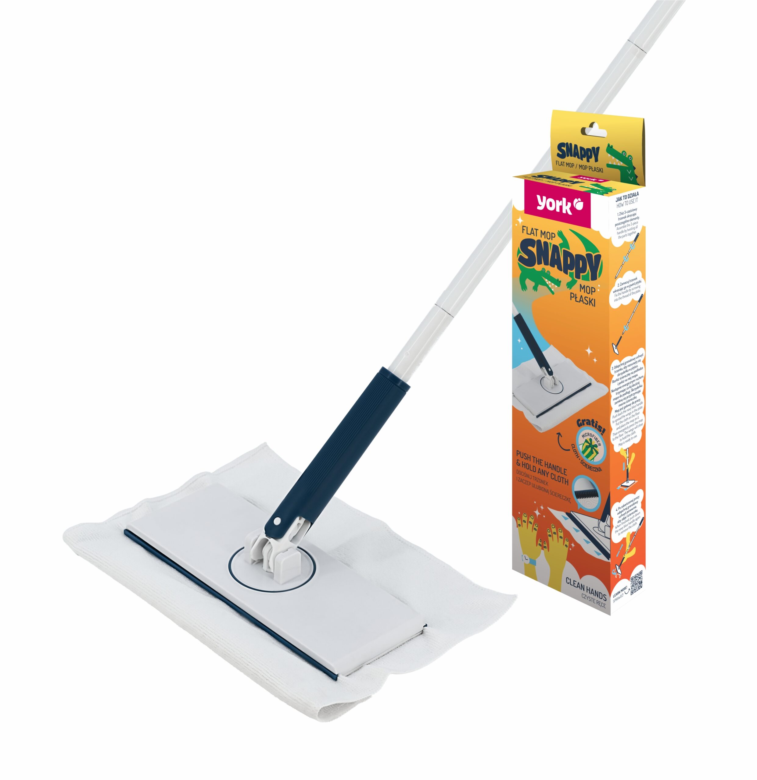 YORK - Mop plat cu laveta microfibra SNAPPY - 82230